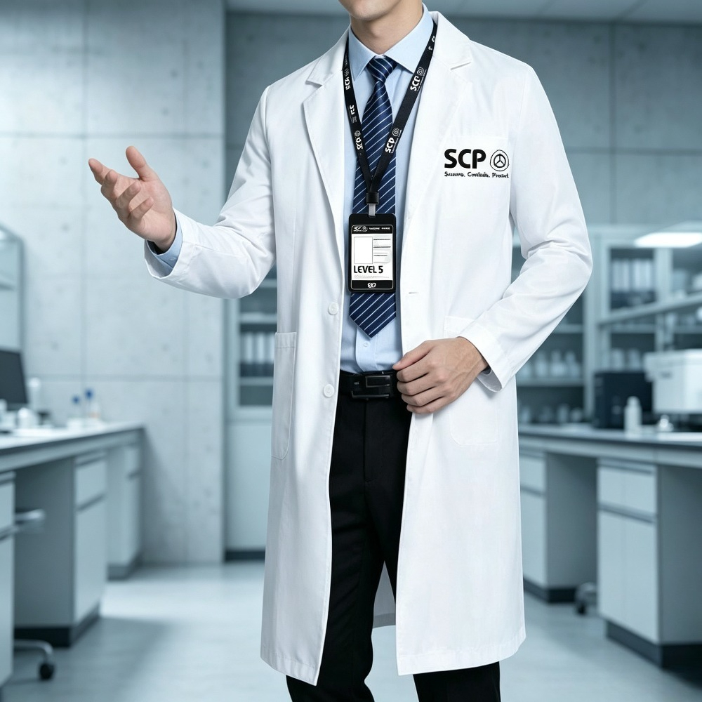 منتج SCP: معطف مختبر أبيض، زي  - مراجعة Anime Merchandise Jacket وسعره
