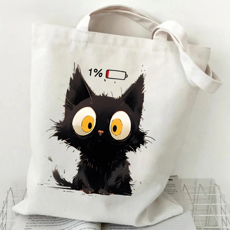 حقيبة قماشية مطبوعة برسومات قط - مراجعة Anime Tote Bag وسعره