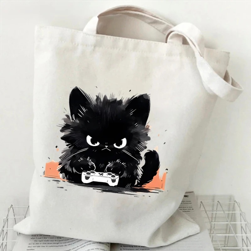 حقيبة قماشية مطبوعة برسومات قط - مراجعة Anime Tote Bag وسعره