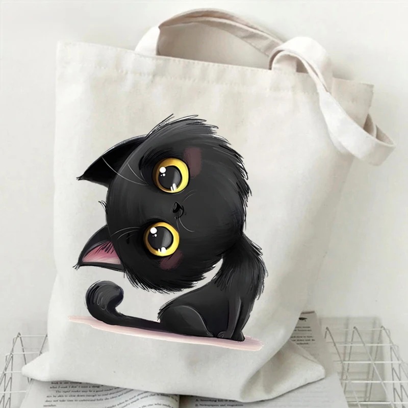 حقيبة قماشية مطبوعة برسومات قط - مراجعة Anime Tote Bag وسعره